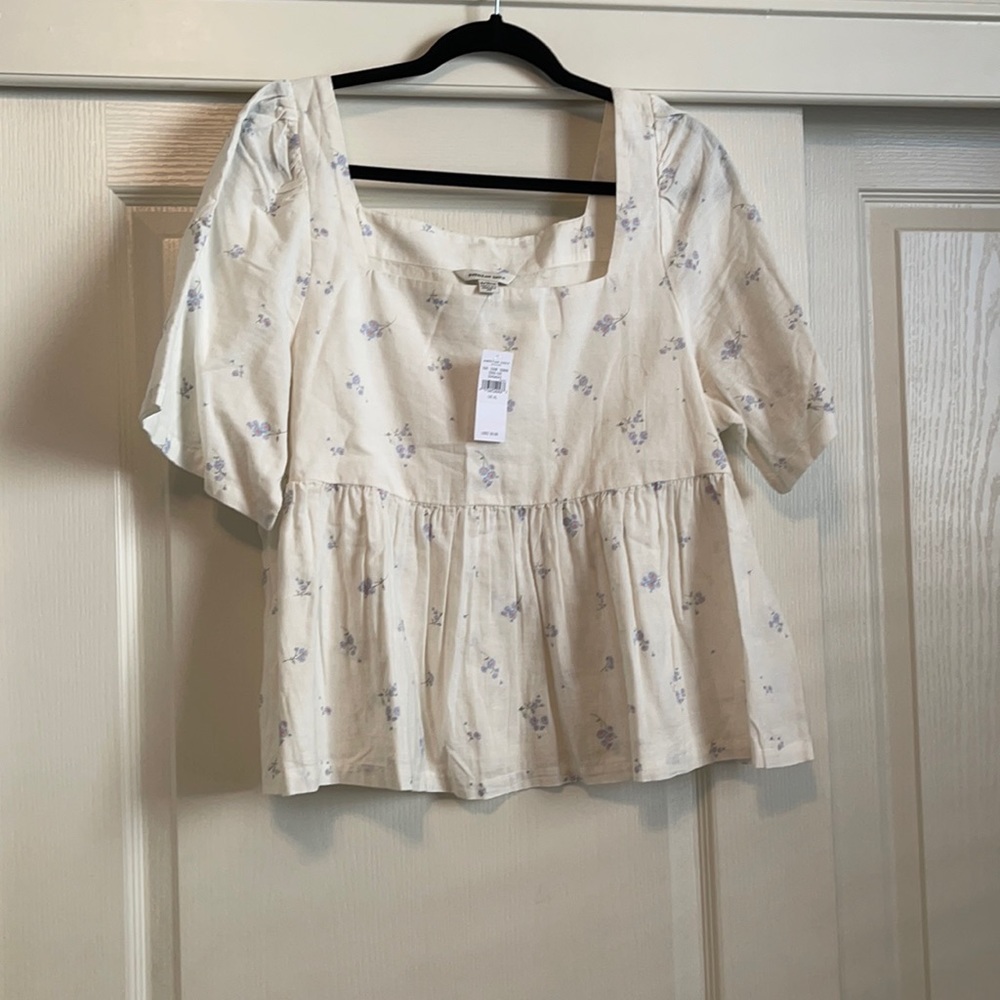 Cream Peplum Top